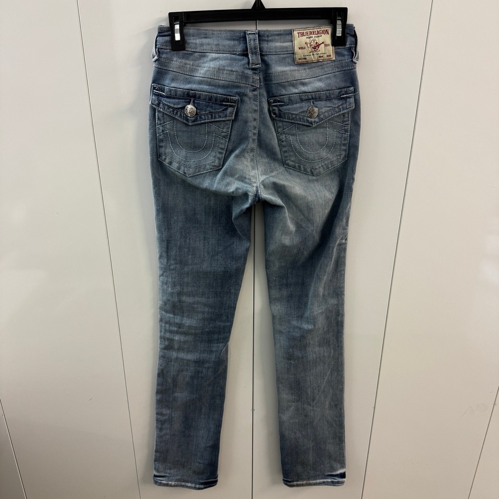 True Religion Billie Mid Rise Straight Leg Jeans Light Wash Blue Size 26